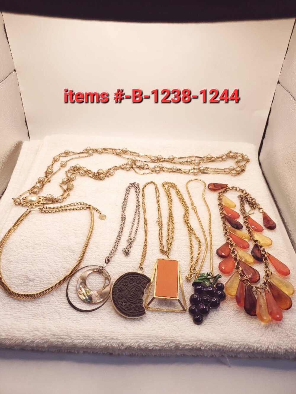 7 Necklaces, items # B -1238 -1244, .  wt .  236 grams.